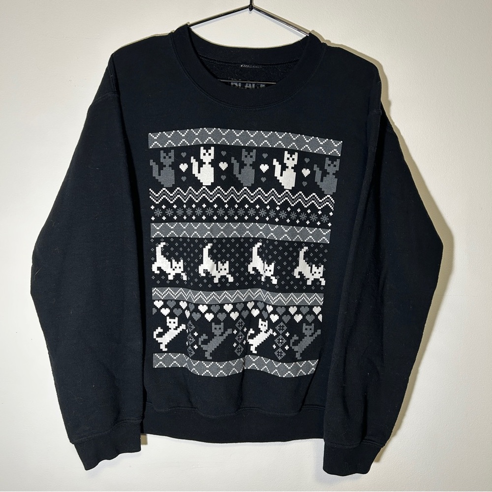 Black Matter Womens Cat Cotton Sweatshirt Grannycore Kitten Cozy Loungewear